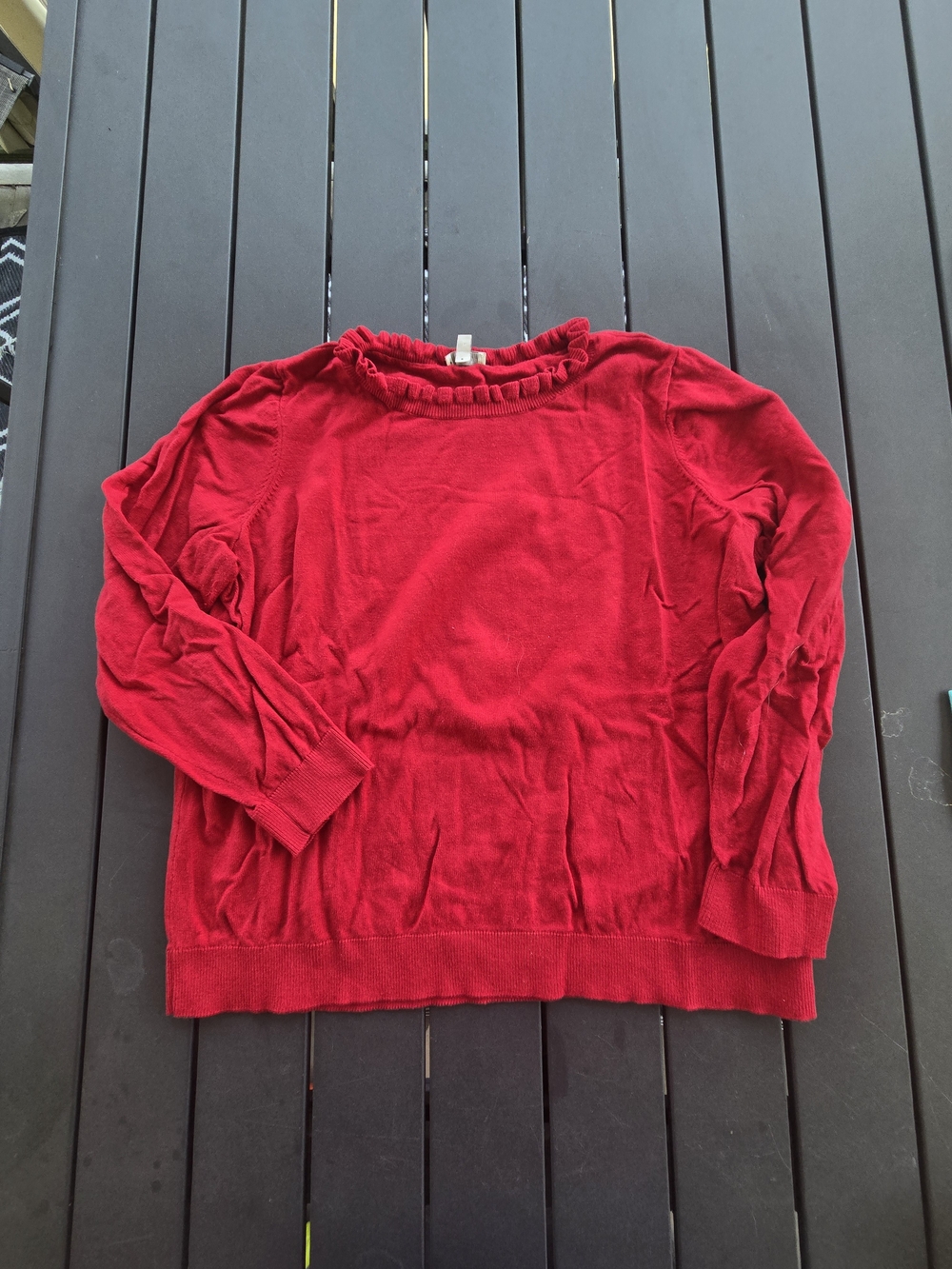 Talbots Women's Red Crew Neck Ruffle Long Sleeve Knit Pullover Sweater Sz 1X